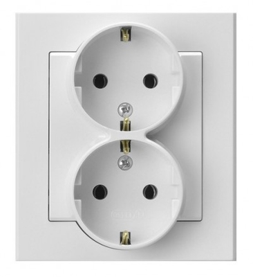 PRIZA DUBLA CU IMPAMINTARE ALB  GP-2RS/00  SONATA
