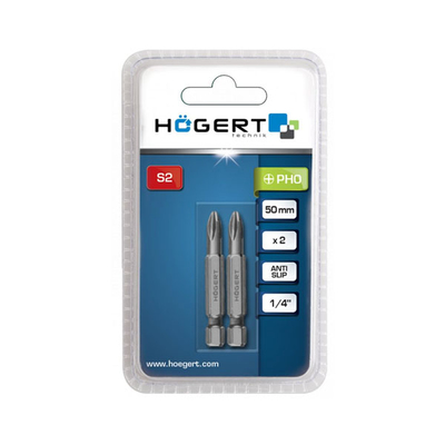 БИТЫ ДЛЯ ОТВЕРТКИ PH0, 50 ММ, 2ШТ HOEGERT, HT1S323