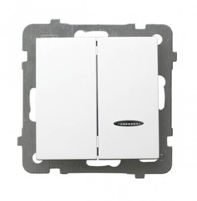 ВЫКЛЮЧАТЕЛЬ ДВОЙНОЙ С ИНДИКАТОРОМ БЕЛЫЙ  LP-2GS/m/00 AS