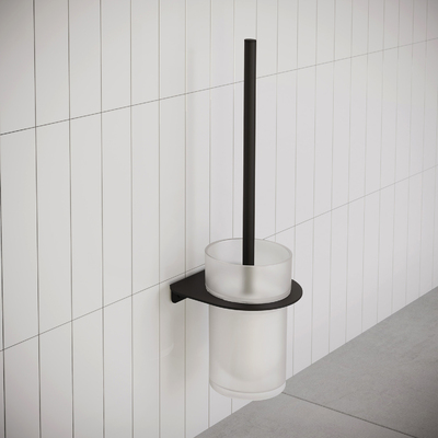 Perie wc mat. sticla inox, noa, negru mat IDDIS 