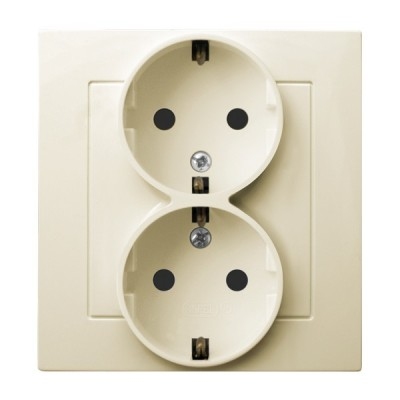 PRIZA DUBLA CU IMPAMINTARE ECRU  GP-2GS/27 AS