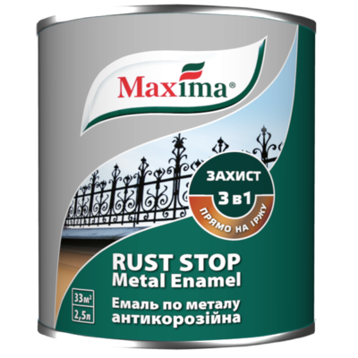 ЭМАЛЬ MAXIMA АНТИКОРРОЗИОННАЯ 3 В 1, молотковая СЕРЕБРИСТАЯ 2,3кг