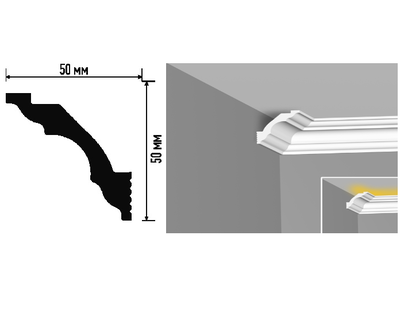 ПЛИНТУС ПОТОЛОЧНЫЙ  'PLINTEX'  I50/50 SC 