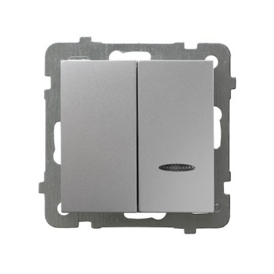 ВЫКЛЮЧАТЕЛЬ ДВОЙНОЙ С ИНДИКАТОРОМ СЕРЕБРЯНЫЙ  LP-2GS/m/18 AS