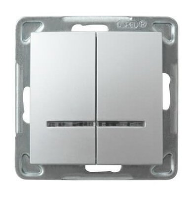 INTRERUPATOR DUBLU CU INDICATOR ARGINT  LP-2YS/m/18 IMPRESIA