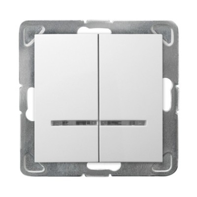 ВЫКЛЮЧАТЕЛЬ ДВОЙНОЙ С ИНДИКАТОРОМ БЕЛЫЙ  LP-2YS/m/00 IMPRESIA