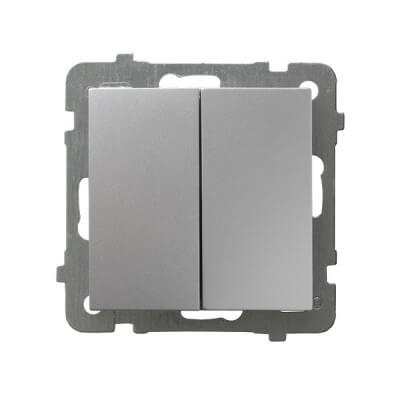 ВЫКЛЮЧАТЕЛЬ ДВОЙНОЙ СЕРЕБРЯНЫЙ  LP-2G/m/18 AS