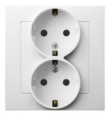 PRIZA DUBLA CU IMPAMINTARE ALB  GP-2GS/00 AS